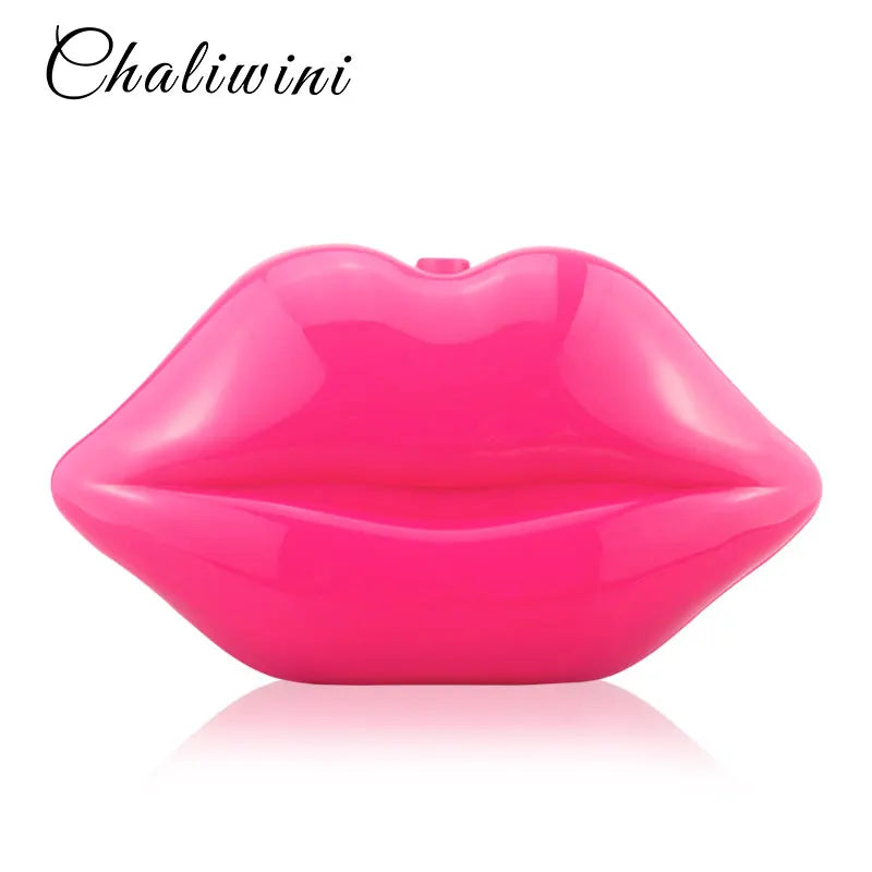 Sexy Lip Acrylic Clutch Bag with Chain Handbag Crossbody Bag for Women