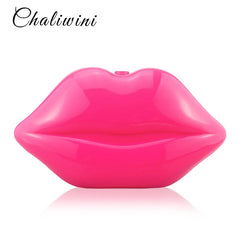 Sexy Lip Acrylic Clutch Bag with Chain Handbag Crossbody Bag for Women