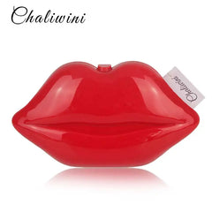 Sexy Lip Acrylic Clutch Bag with Chain Handbag Crossbody Bag for Women