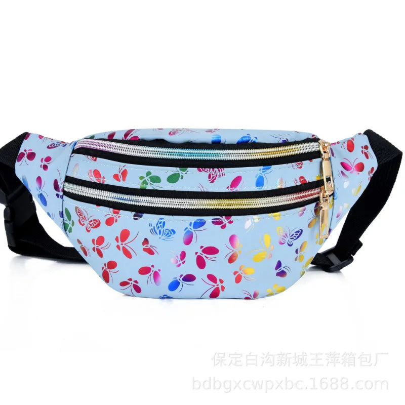 Double Zipper Waist Bag PU Women's Messenger Bag
