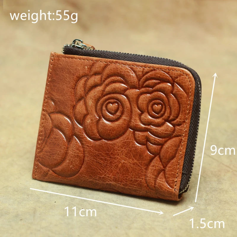 Vintage Ladies Small Purse with Weave Pattern and Rose Prints