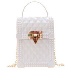 Plaid PVC Mini Phone Bag Red Pink Chain Crossbody Shoulder Bag Women