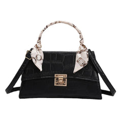 Small Orange Crocodile Pattern Leather Shoulder Bag