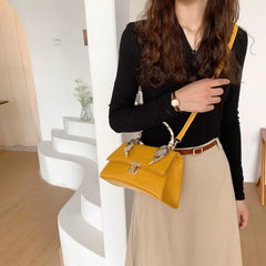 Small Orange Crocodile Pattern Leather Shoulder Bag