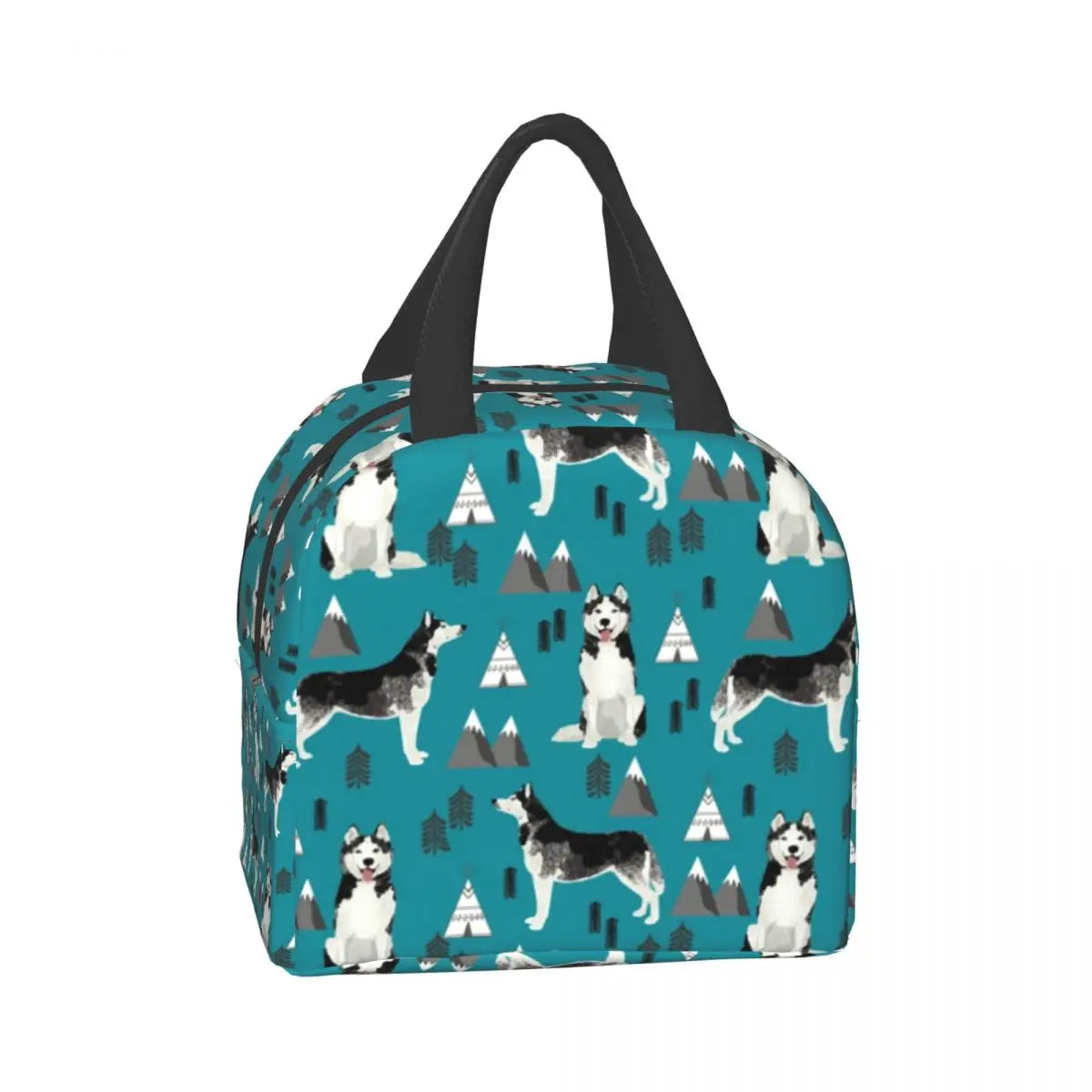 Husky Siberian Huskies Thermal Insulated Lunch Bag Women Mountains Pet Portrait