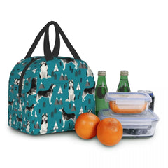 Husky Siberian Huskies Thermal Insulated Lunch Bag Women Mountains Pet Portrait
