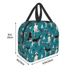 Husky Siberian Huskies Thermal Insulated Lunch Bag Women Mountains Pet Portrait