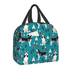 Husky Siberian Huskies Thermal Insulated Lunch Bag Women Mountains Pet Portrait