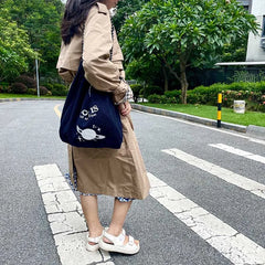 Embroidery Lamb Wool Tote Bag Shoulder Bags Drawstring Handbag
