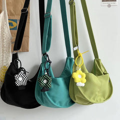 Polyester Fiber Tote Canvas Handbag With Outer Pocket Single Shoulder Bag