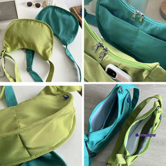 Polyester Fiber Tote Canvas Handbag With Outer Pocket Single Shoulder Bag
