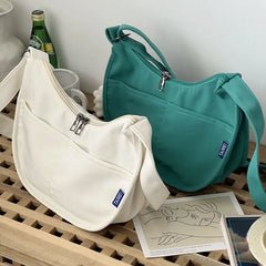 Polyester Fiber Tote Canvas Handbag With Outer Pocket Single Shoulder Bag