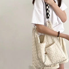 Adjustable Shoulder Bag Heart Quilting Messenger Tote Bag