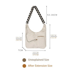 Adjustable Shoulder Bag Heart Quilting Messenger Tote Bag