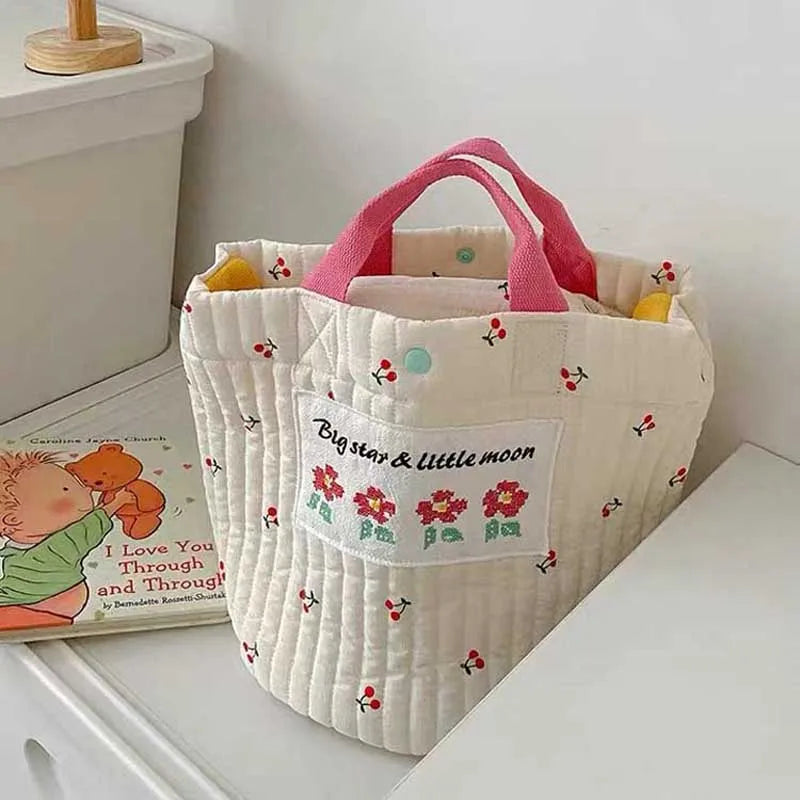 Cherry Pattern Diaper Bag Canvas Mommy Handbag