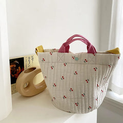 Cherry Pattern Diaper Bag Canvas Mommy Handbag