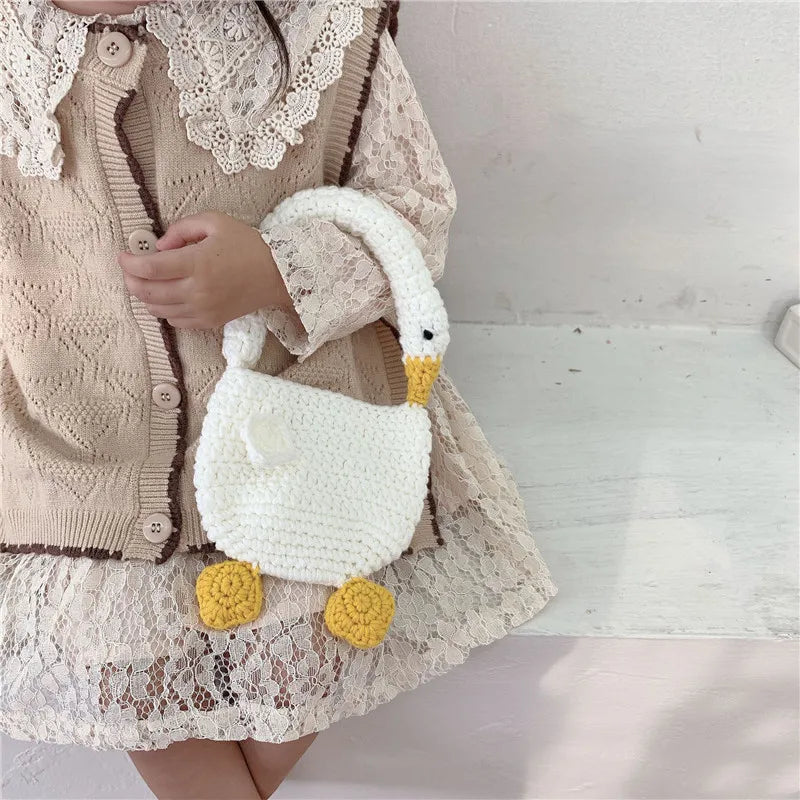 Kids' Knitted Goose Shoulder Bag Boys Girls Tote Small Wallet