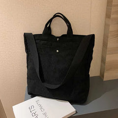Corduroy Shoulder Bag Canvas Casual Tote Handbag