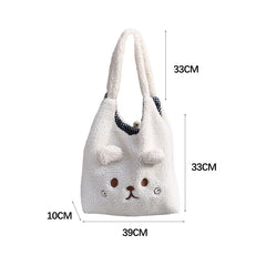 Plush Vest Bag Bear Ear Girl Shoulder Bags Lamb Hair Handbag