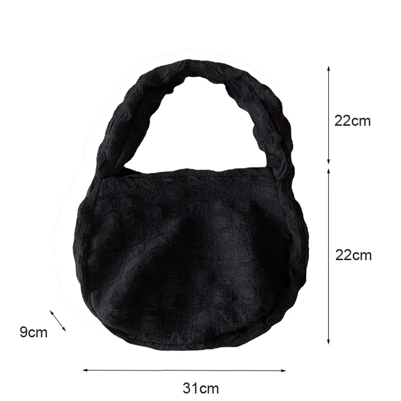 Polyester Fiber Casual Tote Handbag Large Capacity Shoulder Bag