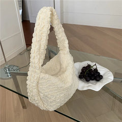 Polyester Fiber Casual Tote Handbag Large Capacity Shoulder Bag