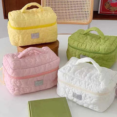 Floral Nylon Makeup Bag Organizer with Zipper