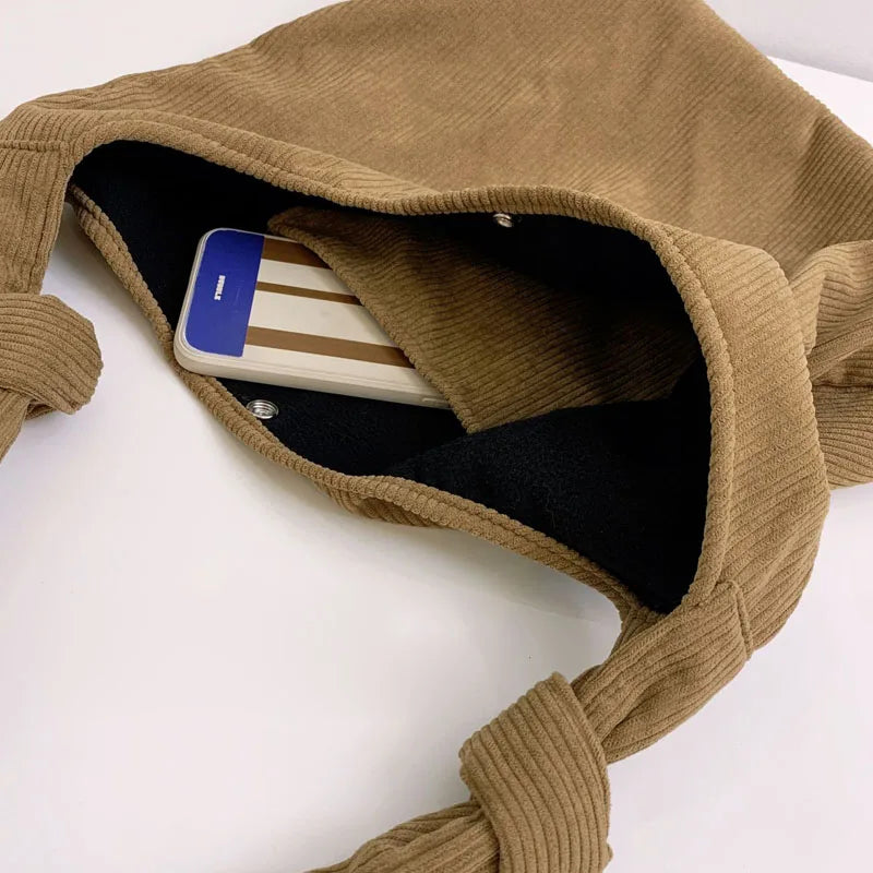 Women's Corduroy Handbag Shoulder Bag Casual Tote Bag