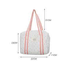 Floral Pattern Quilted Cotton Weekender Luggage Bag Large Capacity