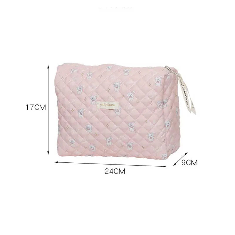 Floral Quilted Cotton Diaper Bag Large Capacity Young Girl Cosmetic Bags
