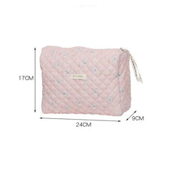 Floral Quilted Cotton Diaper Bag Large Capacity Young Girl Cosmetic Bags