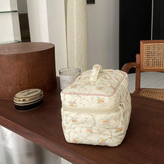 Large Capacity Storage Box Quilted Cotton Beauty Cosmetic Bag