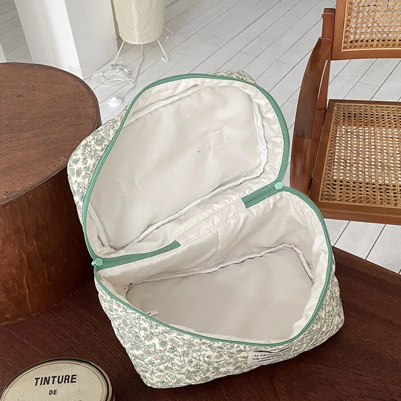 Large Capacity Storage Box Quilted Cotton Beauty Cosmetic Bag