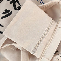 Canvas Tote Handbag for Women with Outer Pocket