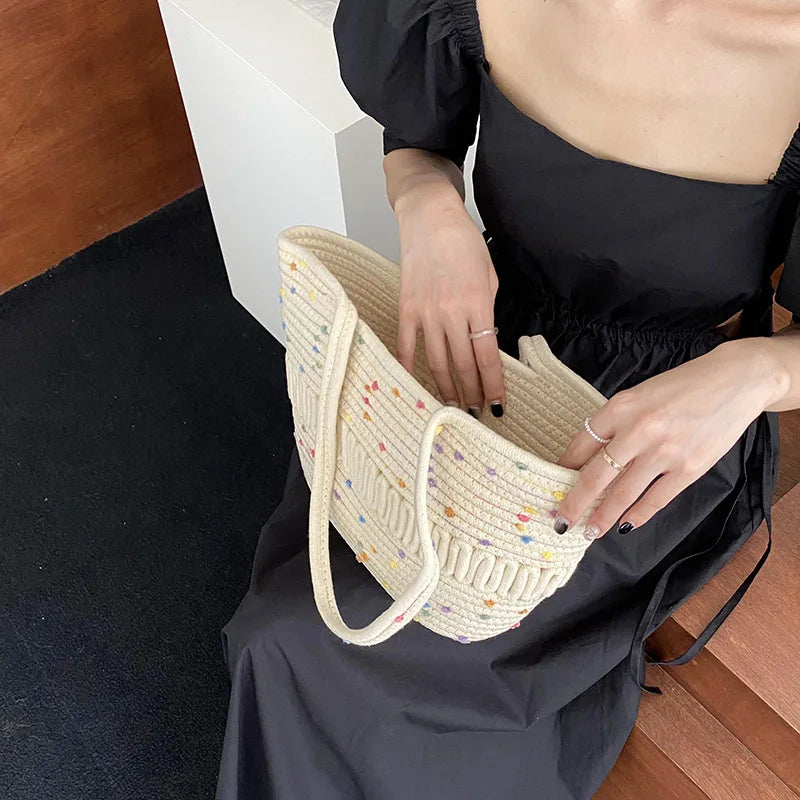 Large Capacity Summer Beach Bag Colored Dot Woman Shoulder Bags