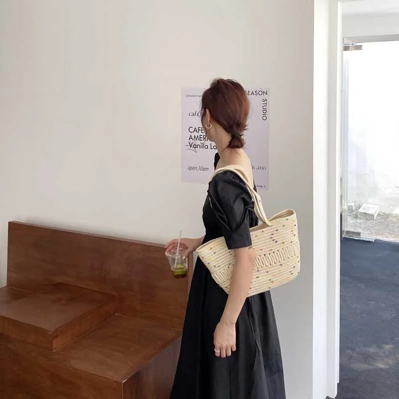 Large Capacity Summer Beach Bag Colored Dot Woman Shoulder Bags