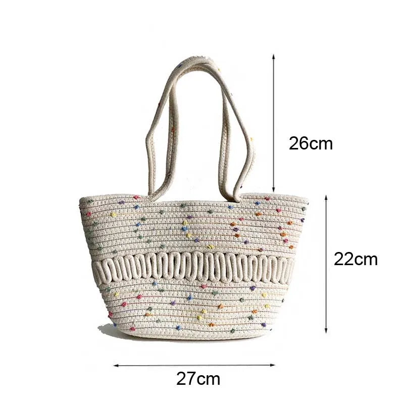 Large Capacity Summer Beach Bag Colored Dot Woman Shoulder Bags