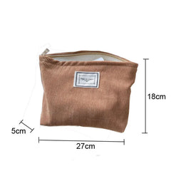 Large Women Corduroy Cloth Cosmetic Bag Zipper Make Up Bags Travel
