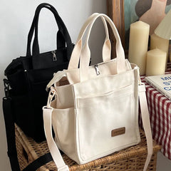Canvas Tote Shoulder Bag Large Capacity Solid Handbag