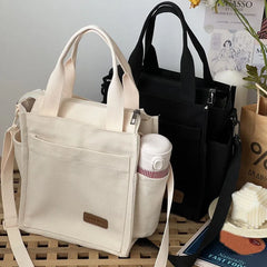Canvas Tote Shoulder Bag Large Capacity Solid Handbag