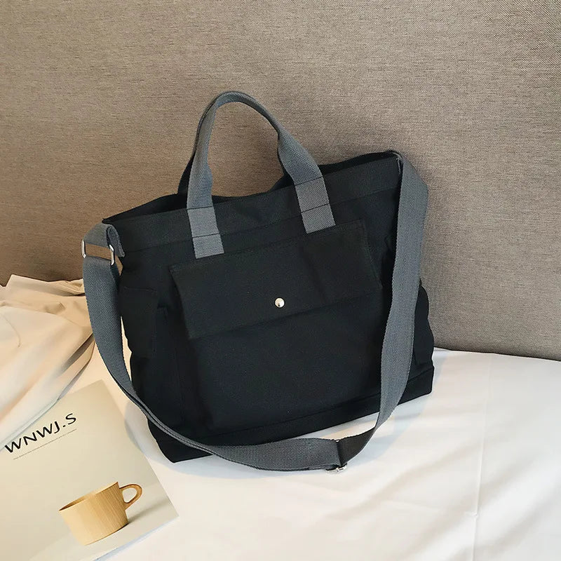Casual Canvas Shoulder Bag with Adjustable Strap