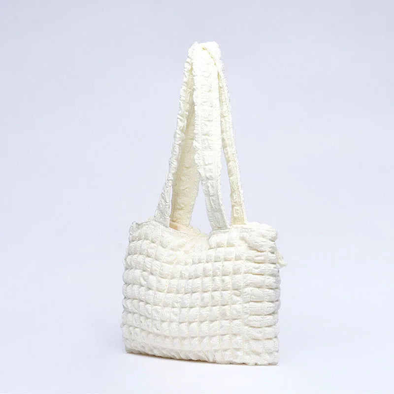 Nylon Tote Bag Quilted Bubble Handbag Lightweight Shoulder Bags