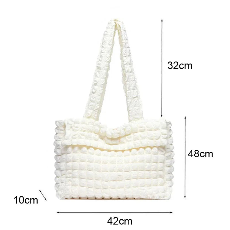Nylon Tote Bag Quilted Bubble Handbag Lightweight Shoulder Bags