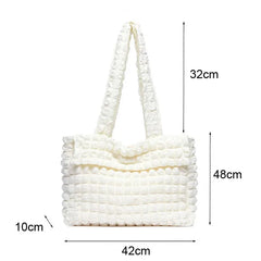 Nylon Tote Bag Quilted Bubble Handbag Lightweight Shoulder Bags