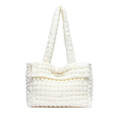 Nylon Tote Bag Quilted Bubble Handbag Lightweight Shoulder Bags