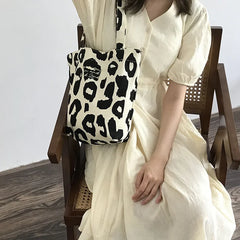 Pink Leopard Shoulder Bag Women's Totes Bucket Handbag