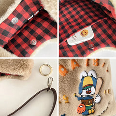 Rabbit Embroidery Travel Shoulder Bag Plush Crossbody Messenger Bags