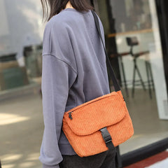 Retro Corduroy Shoulder Bag Square Messenger Bags For Women Handbag