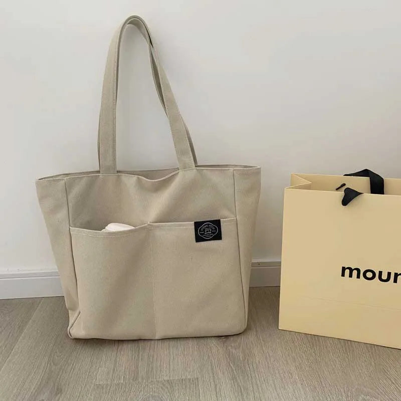 Canvas Shoulder Bag for Women Washable Student Casual Tote Teen Girl Schoolbag
