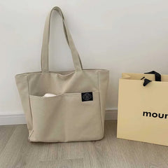 Canvas Shoulder Bag for Women Washable Student Casual Tote Teen Girl Schoolbag