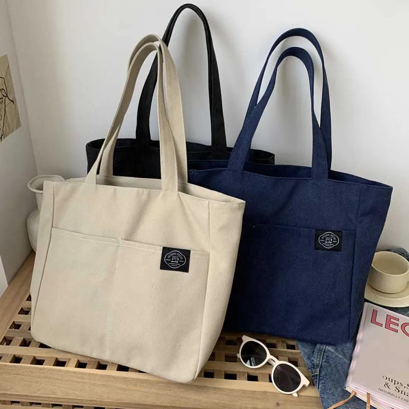 Canvas Shoulder Bag for Women Washable Student Casual Tote Teen Girl Schoolbag